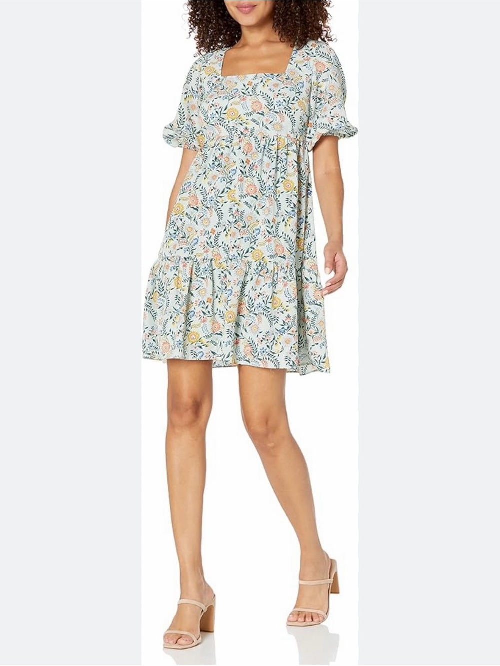 BCBGeneration medium green floral square neck dress cocktail spring summer